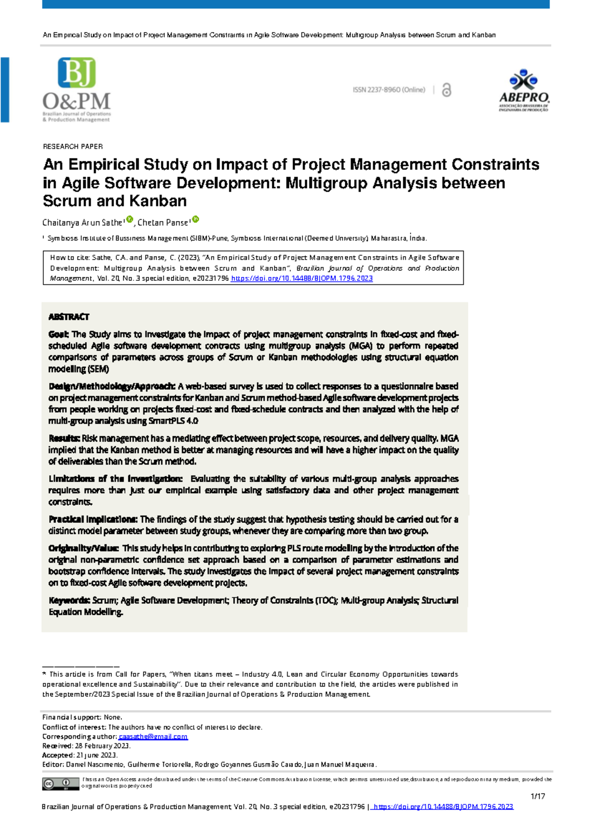 RESEARCH PAPER: Project Management Constraints in Agile Development ...