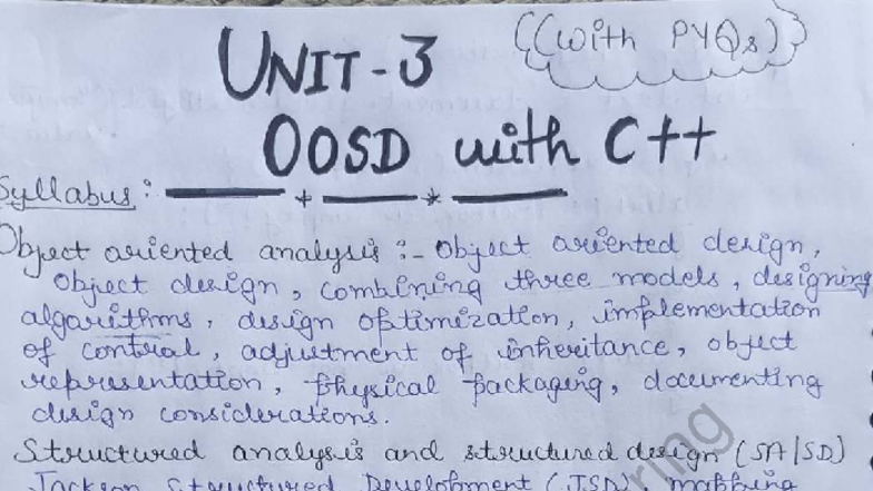 OOSD with C++: Unit 3 Study Notes for CS Course - Studocu