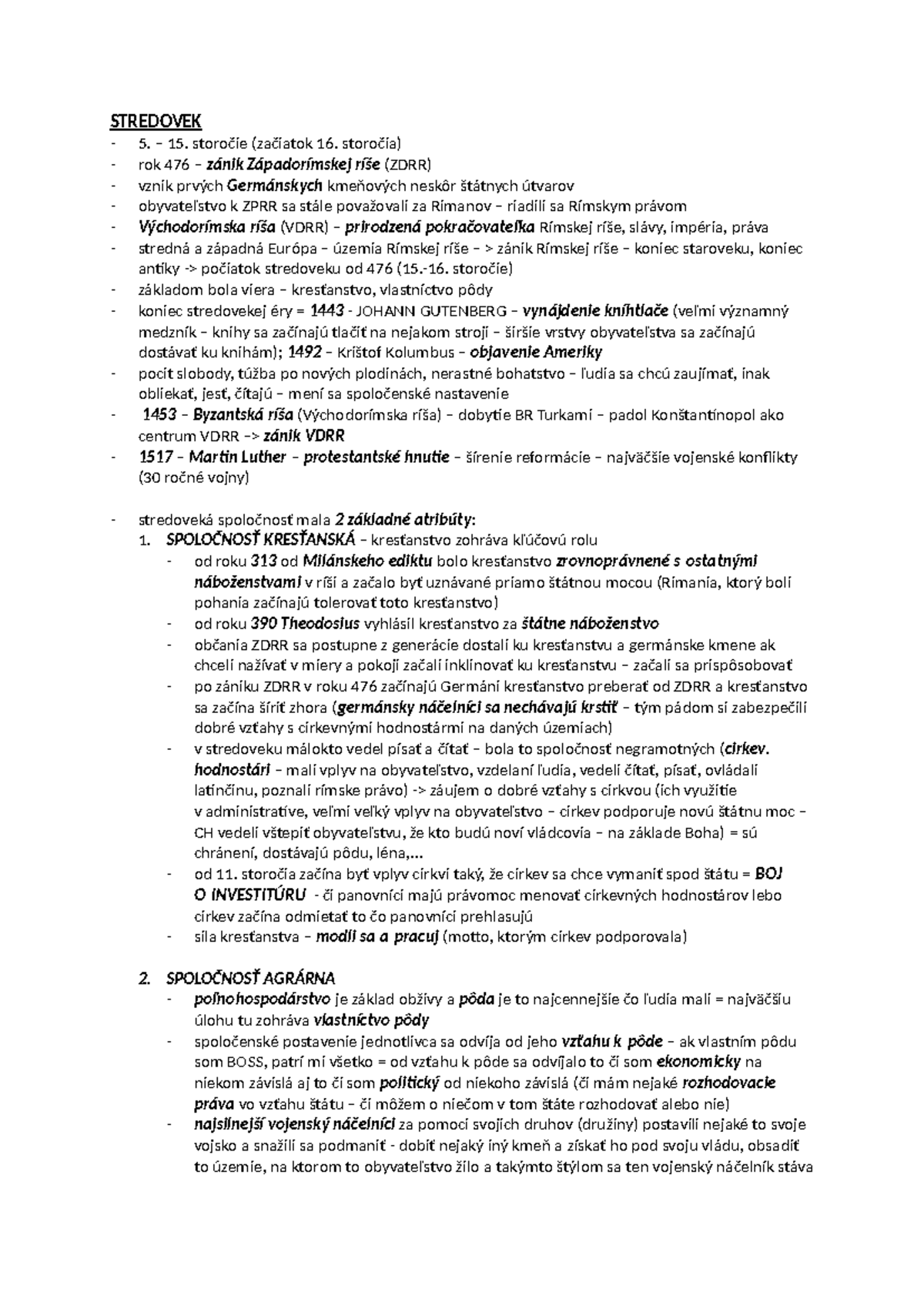 Stredovek + Franská RÍŠA - STREDOVEK – 15. storočie (začiatok 16 ...
