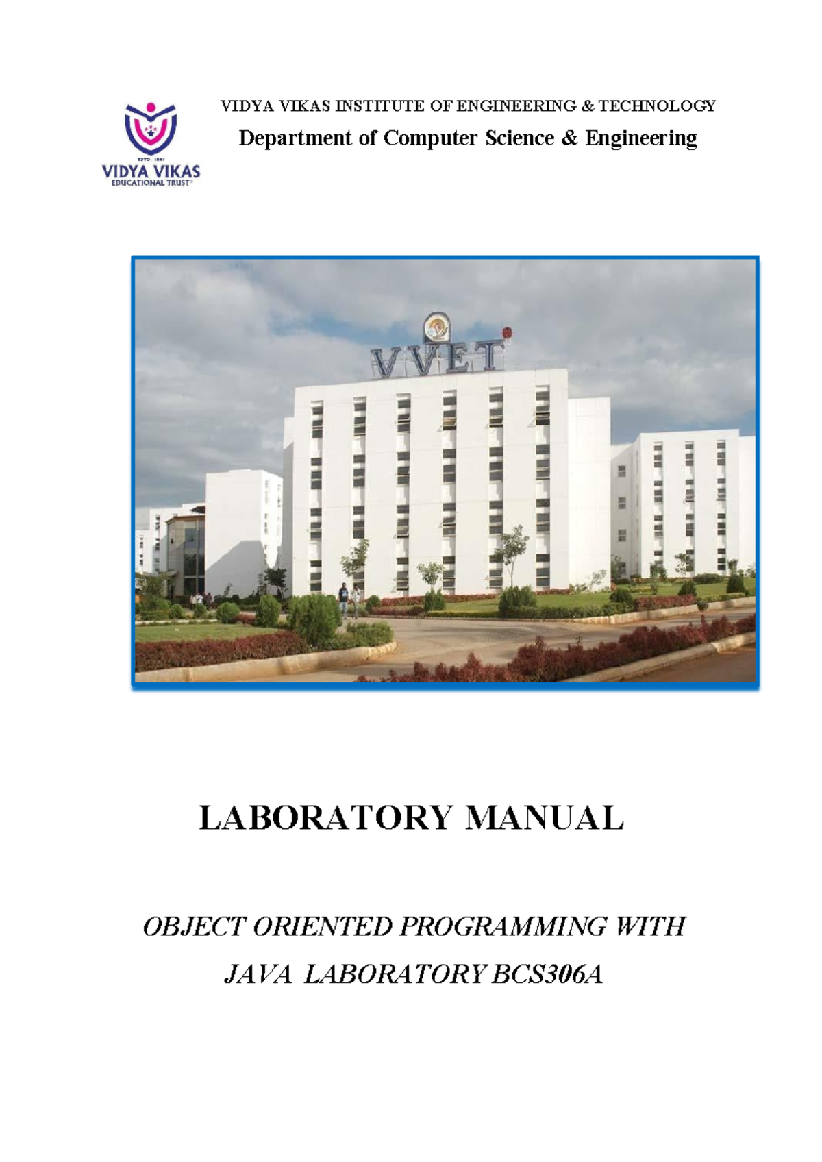 OOPS Laboratory Manual BCS306A - Object Oriented Programming with Java ...