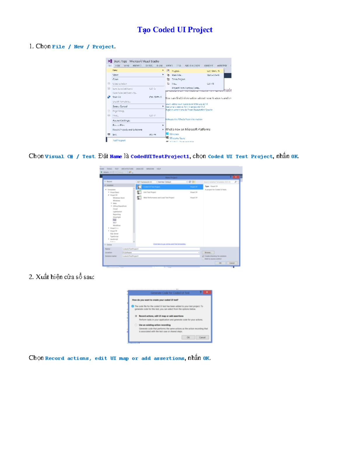 Coded UI Testing - Hướng dẫn cho Dự án CodedUITestProject1 - Studocu