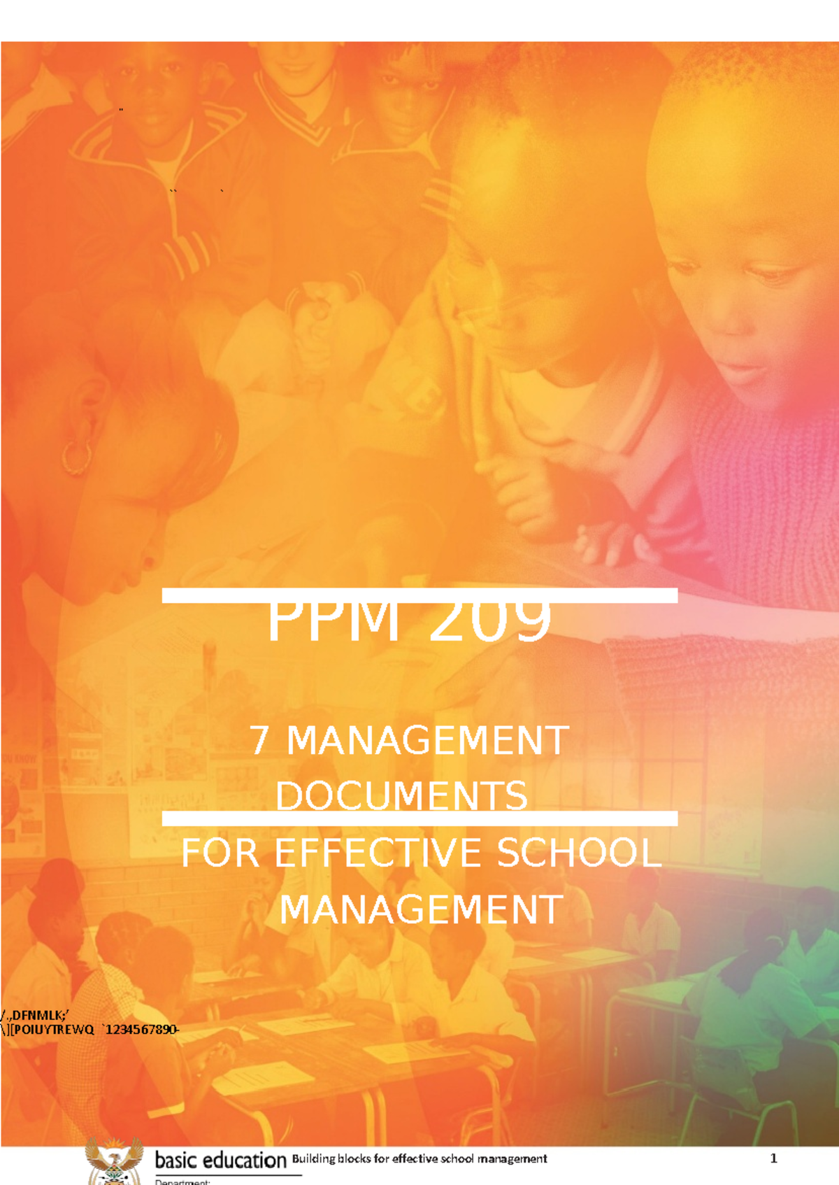 PPM 209: Key Management Documents for Effective School Leadership - Studocu