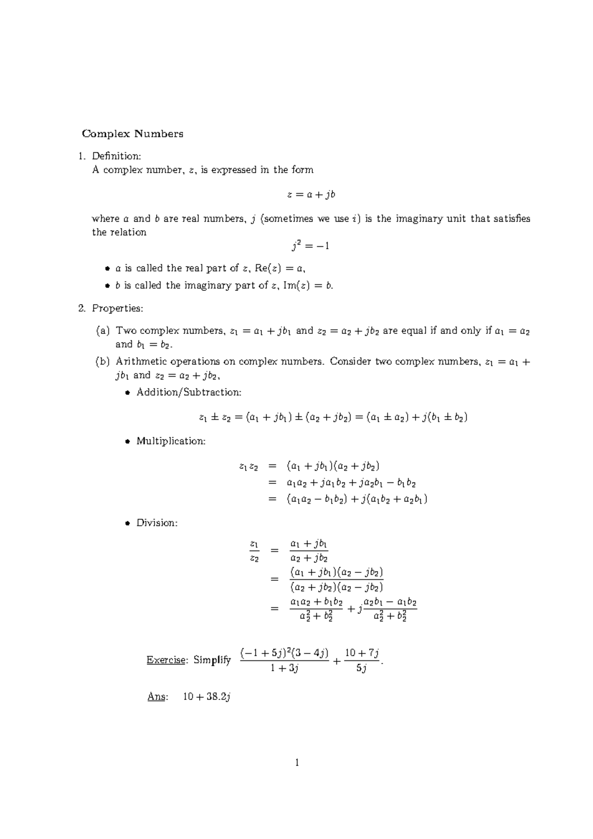 A Primer on Complex Numbers for AC Circuit Analysis - Studocu