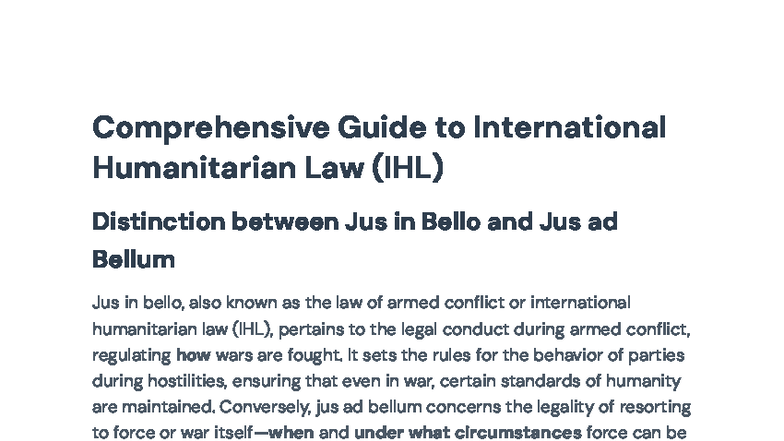 Comprehensive Guide to IHL: Distinction between Jus in Bello & Jus ad ...