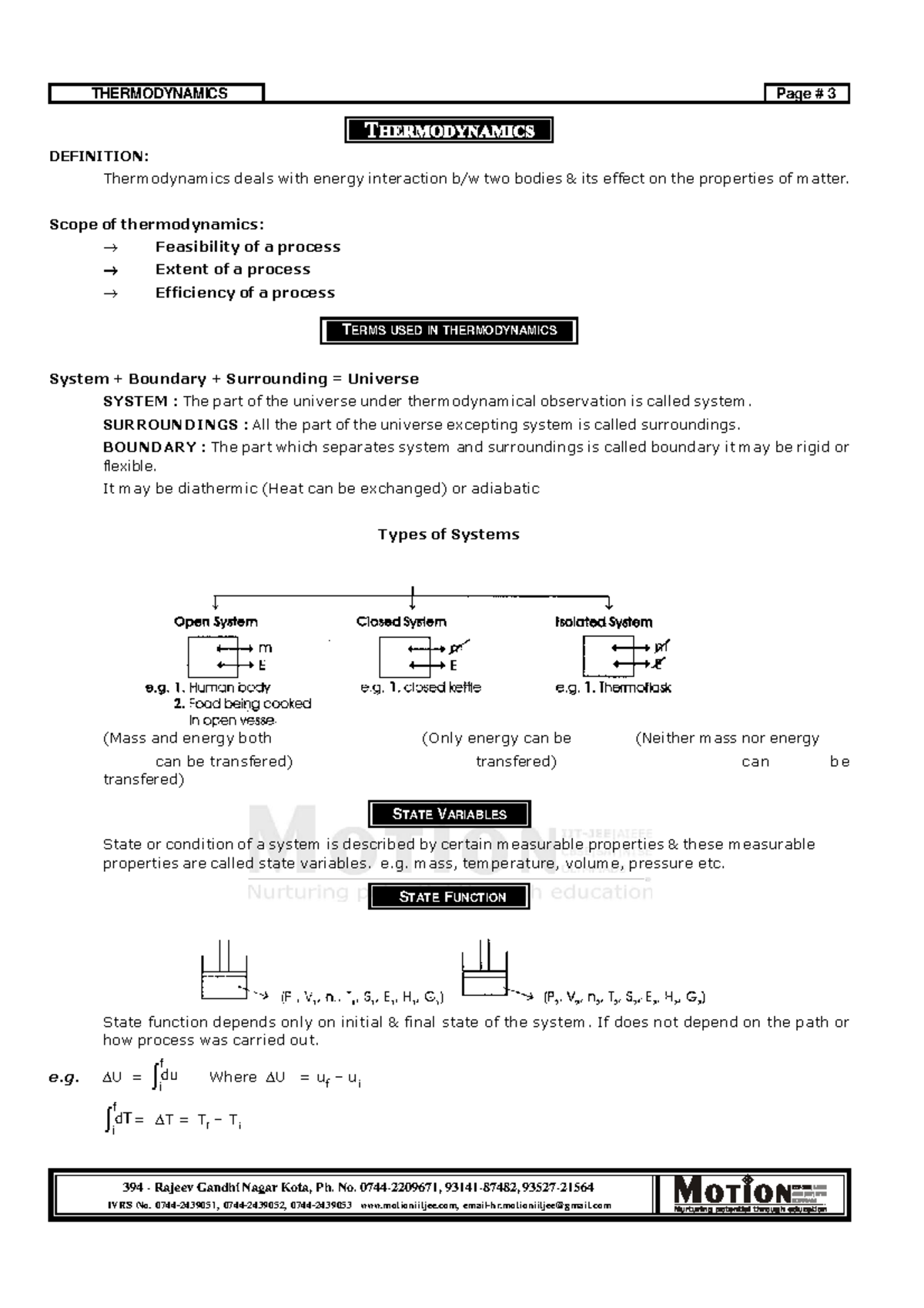 Thermodynamics Concepts and Definitions - Class 11 Notes - Studocu
