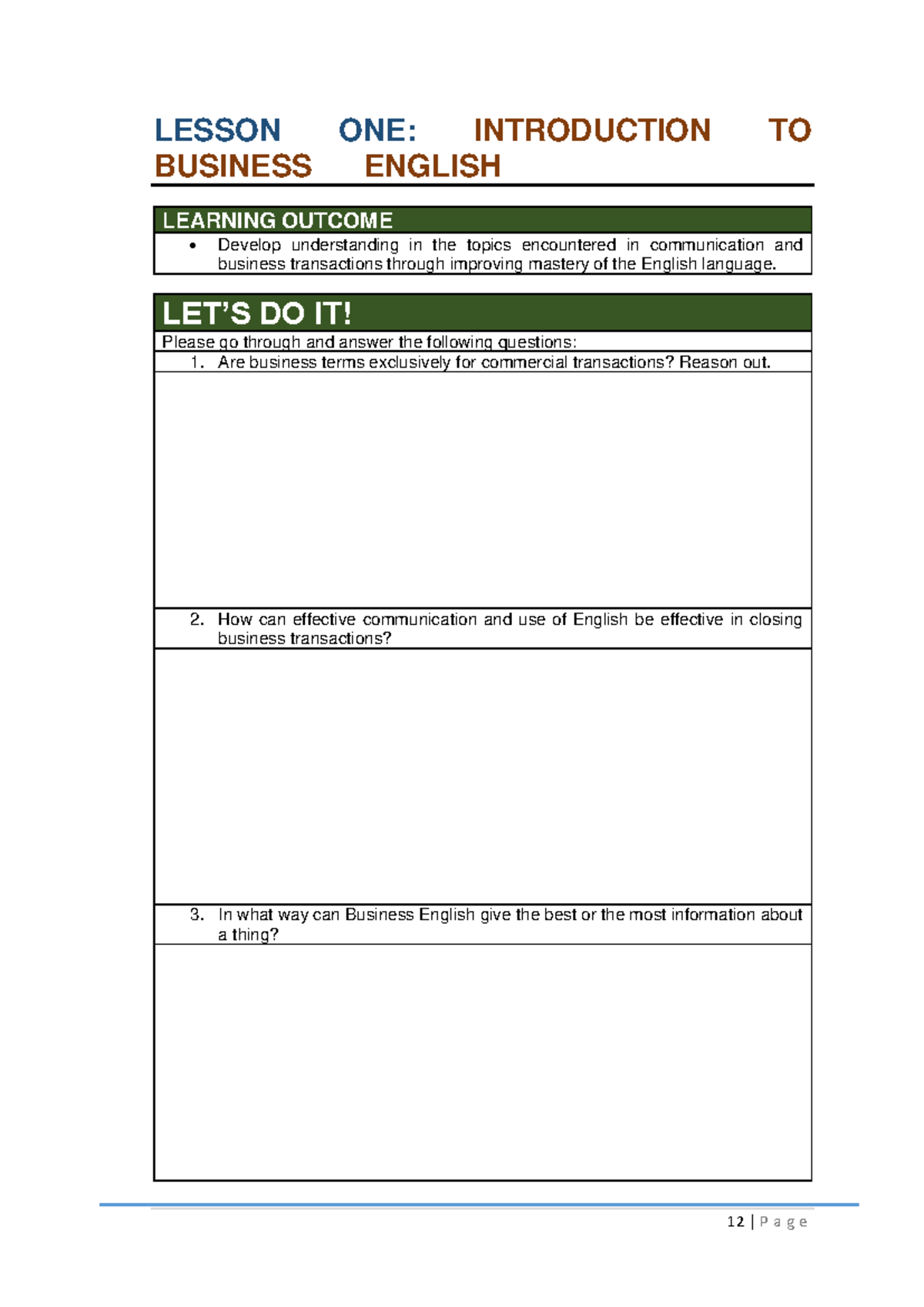 **BUS 101: Lessons 1 & 2 in Business Correspondence** - Studocu