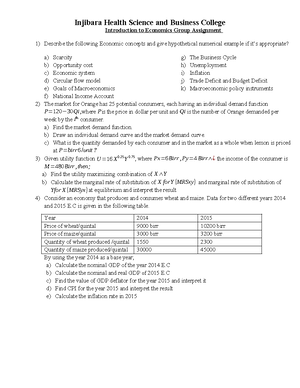 ECON 1011 Group Assignment: Macroeconomic Concepts & GDP Analysis - Studocu