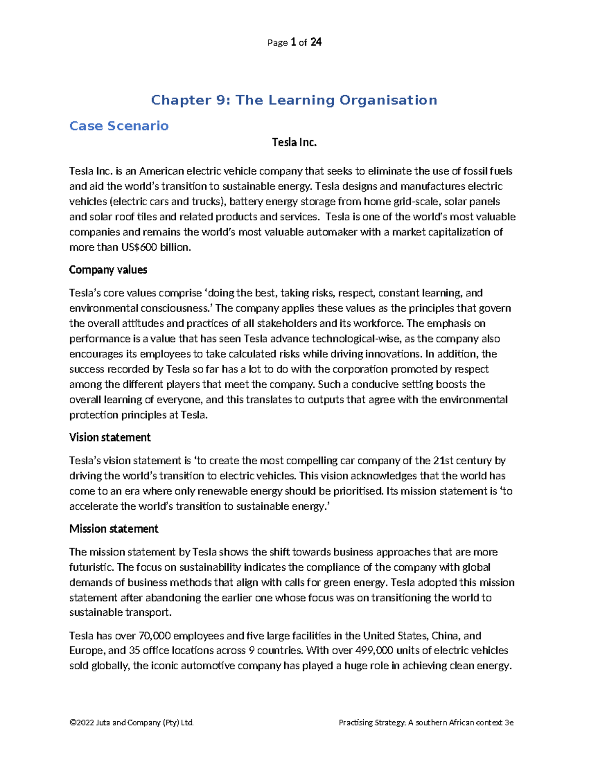 Chapter 9: The Learning Organisation Case Study - Tesla Inc. Insights ...