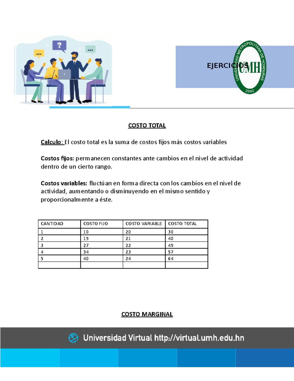 Ejercicios de Costo Promedio y Marginal: Análisis Financiero - Studocu