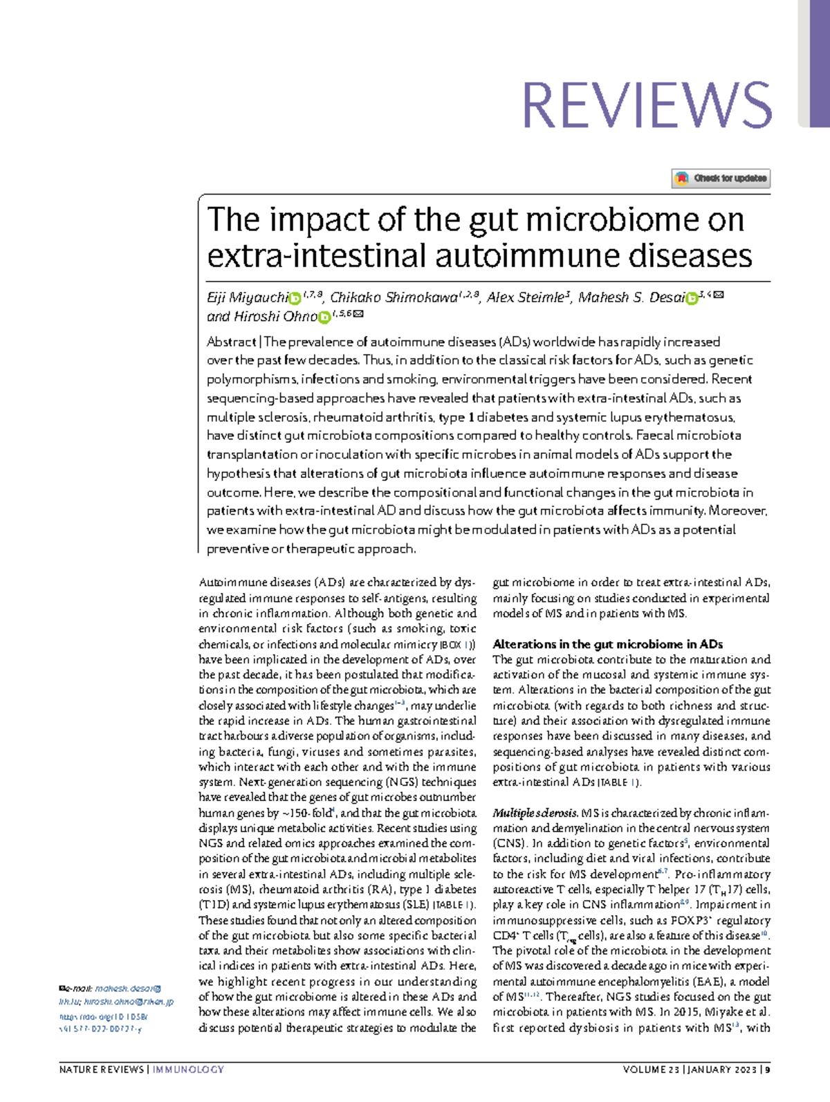 S41577 022 00727 y - The Role of Gut Microbiome in Autoimmune Diseases ...