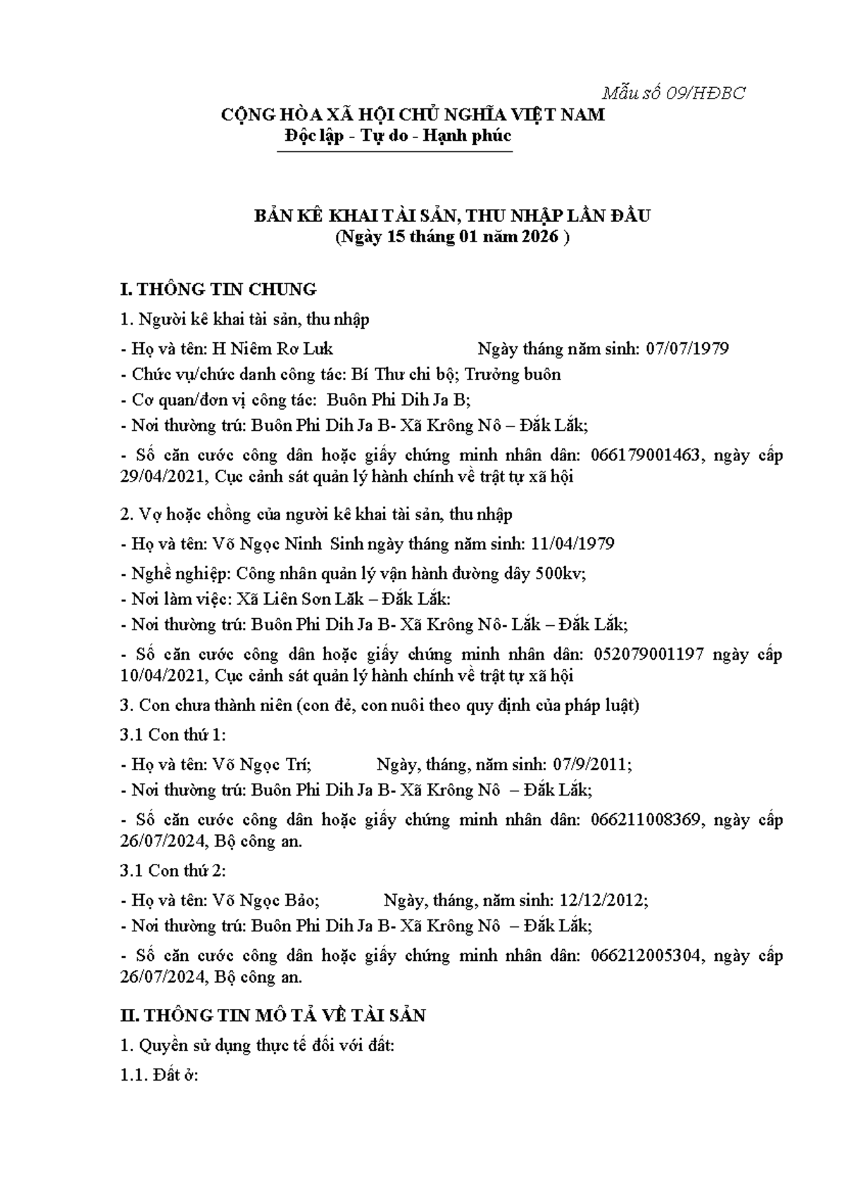 Bản Kê Khai Tài Sản, Thu Nhập Lần Đầu - KE-KHAI-TAI-SAN - Studocu