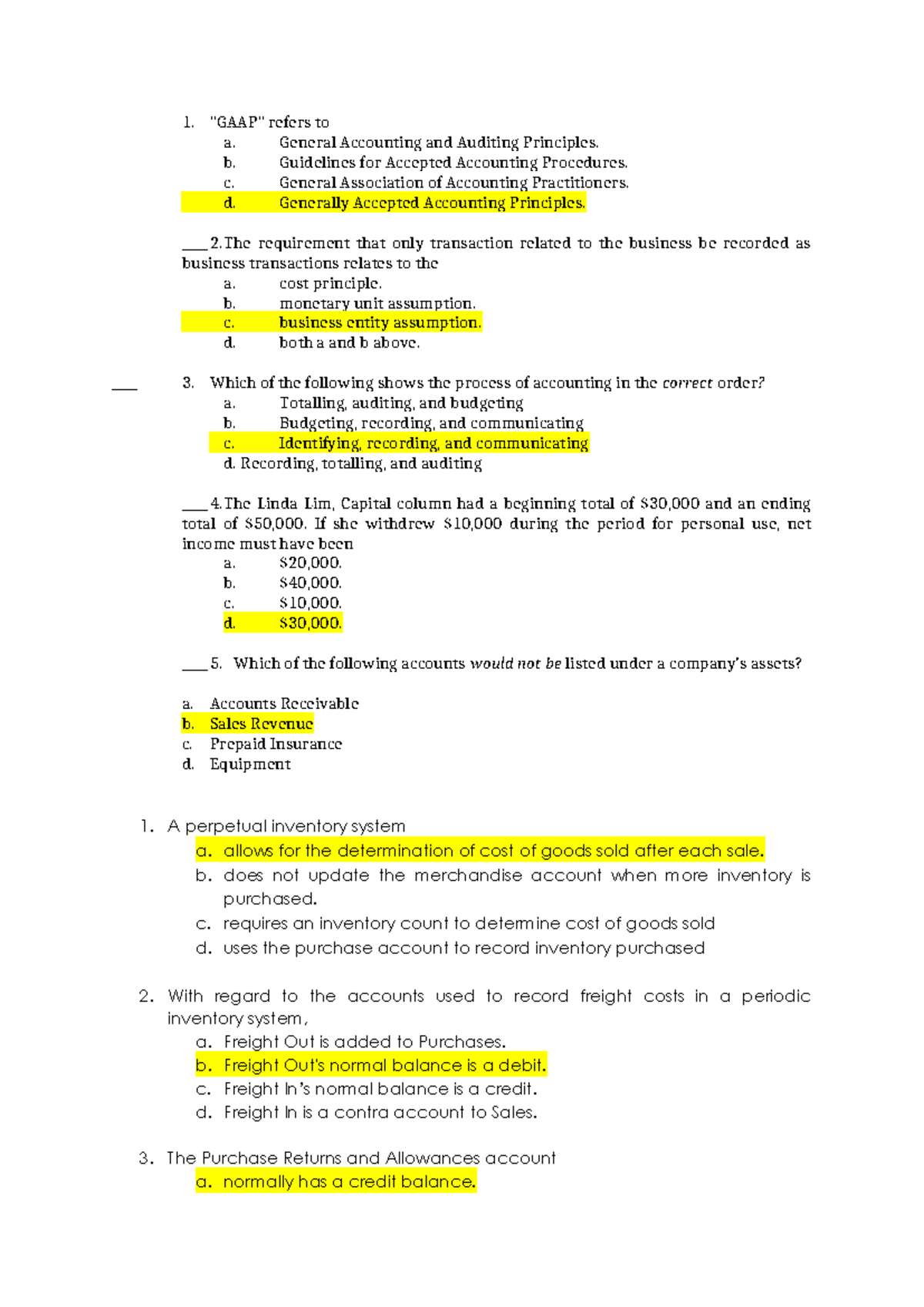 Accounting EXAM Review Knowledge section - 1. 