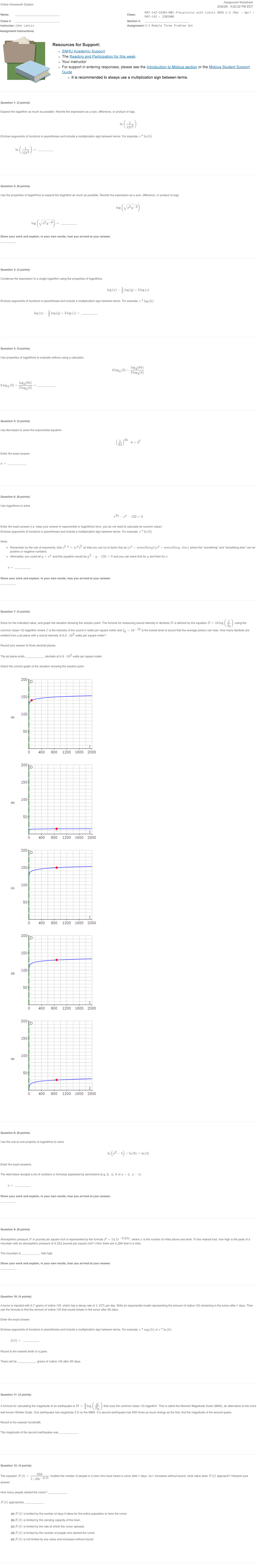 MAT-142 Precalculus Assignment Worksheet - Studocu