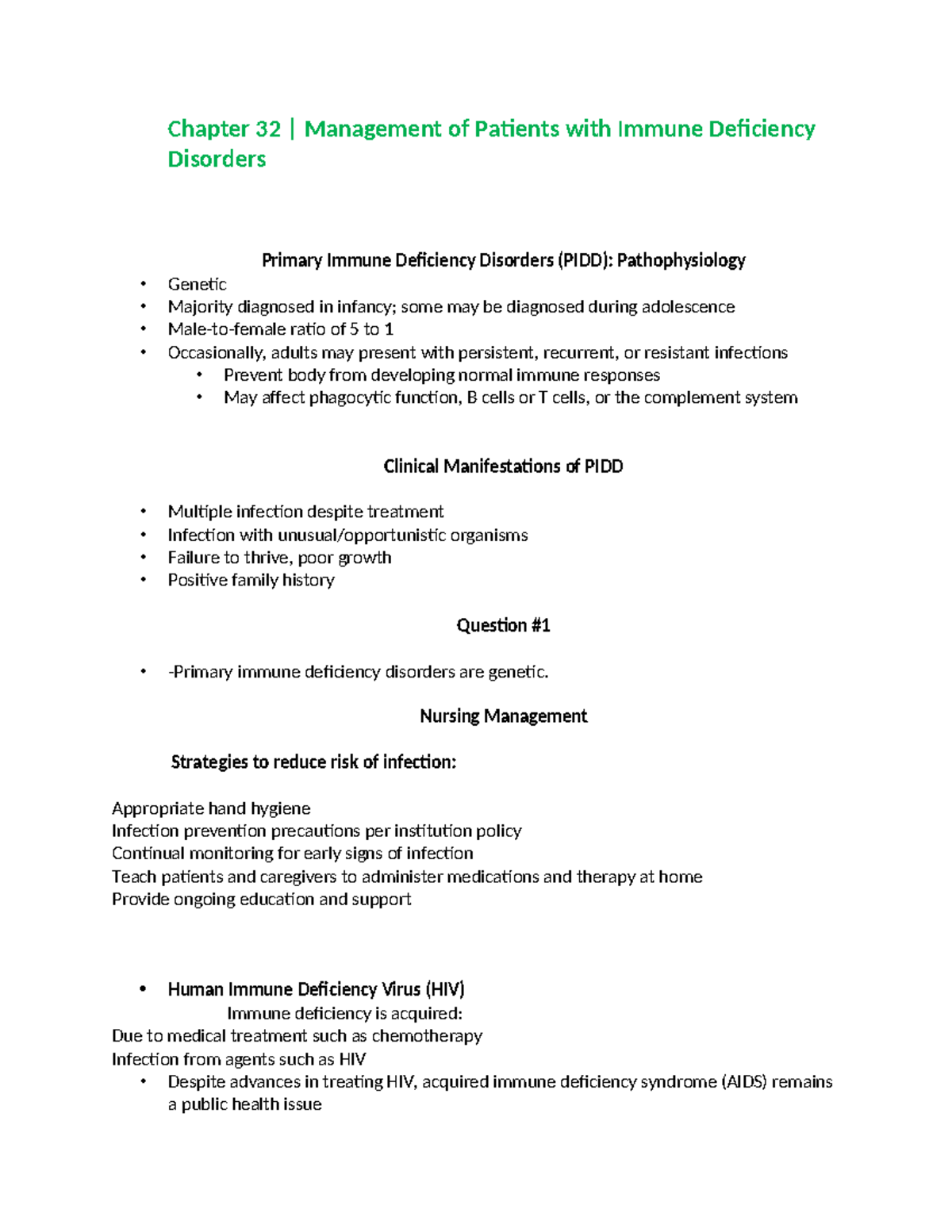 Chapter 32: Management of Patients with Immune Deficiency Disorders ...