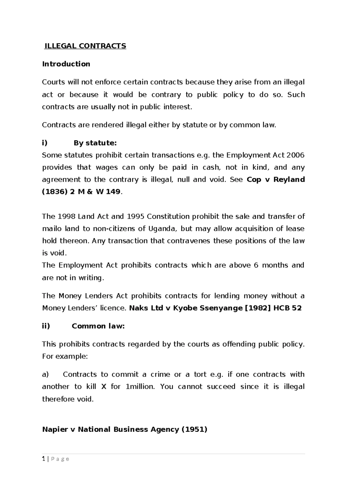 Mistake - Summary of Vitiating Factors in Contract Law (LAW 101) - Studocu