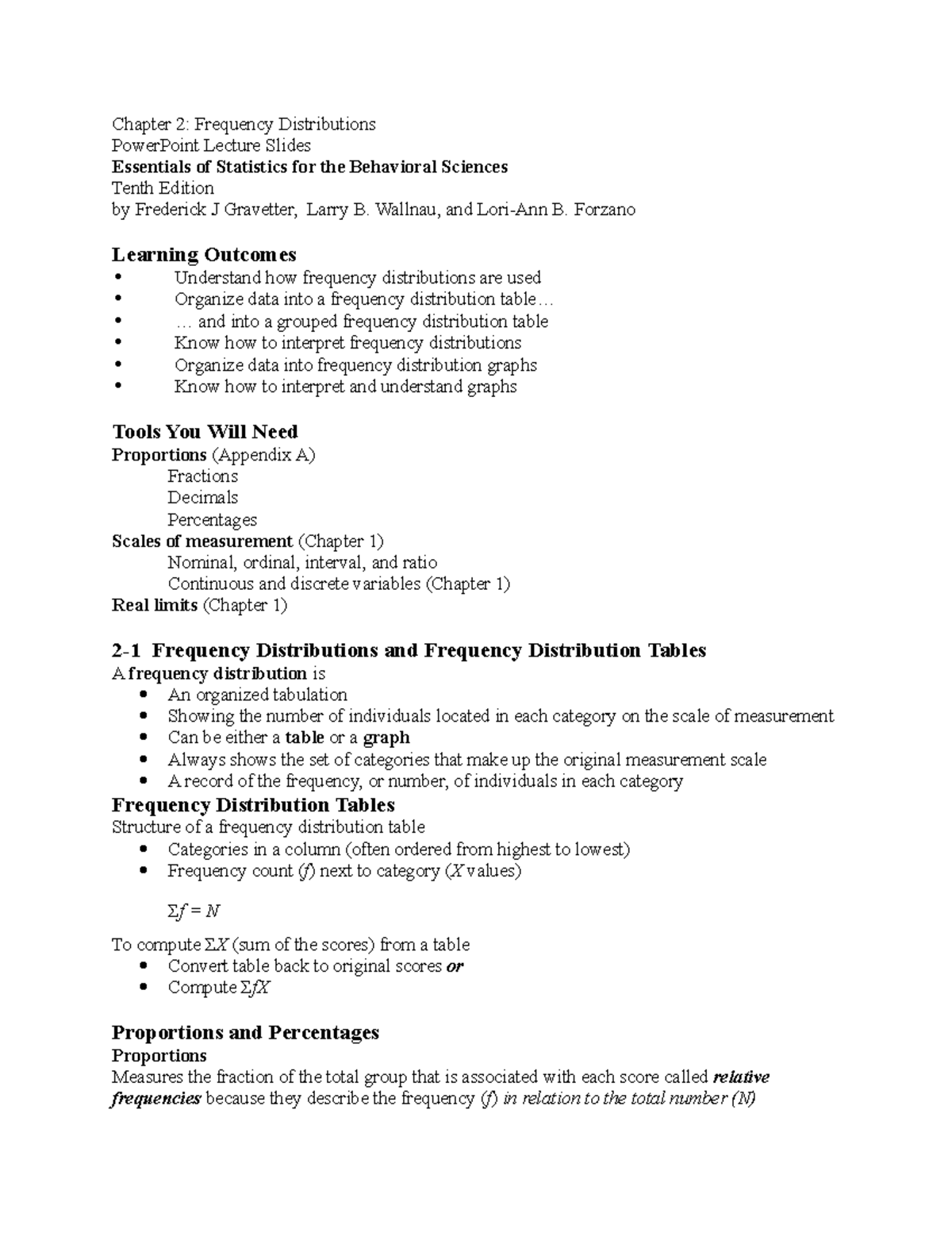 PSYC 2300 - Chapter 2 Lecture Notes: Understanding Frequency ...