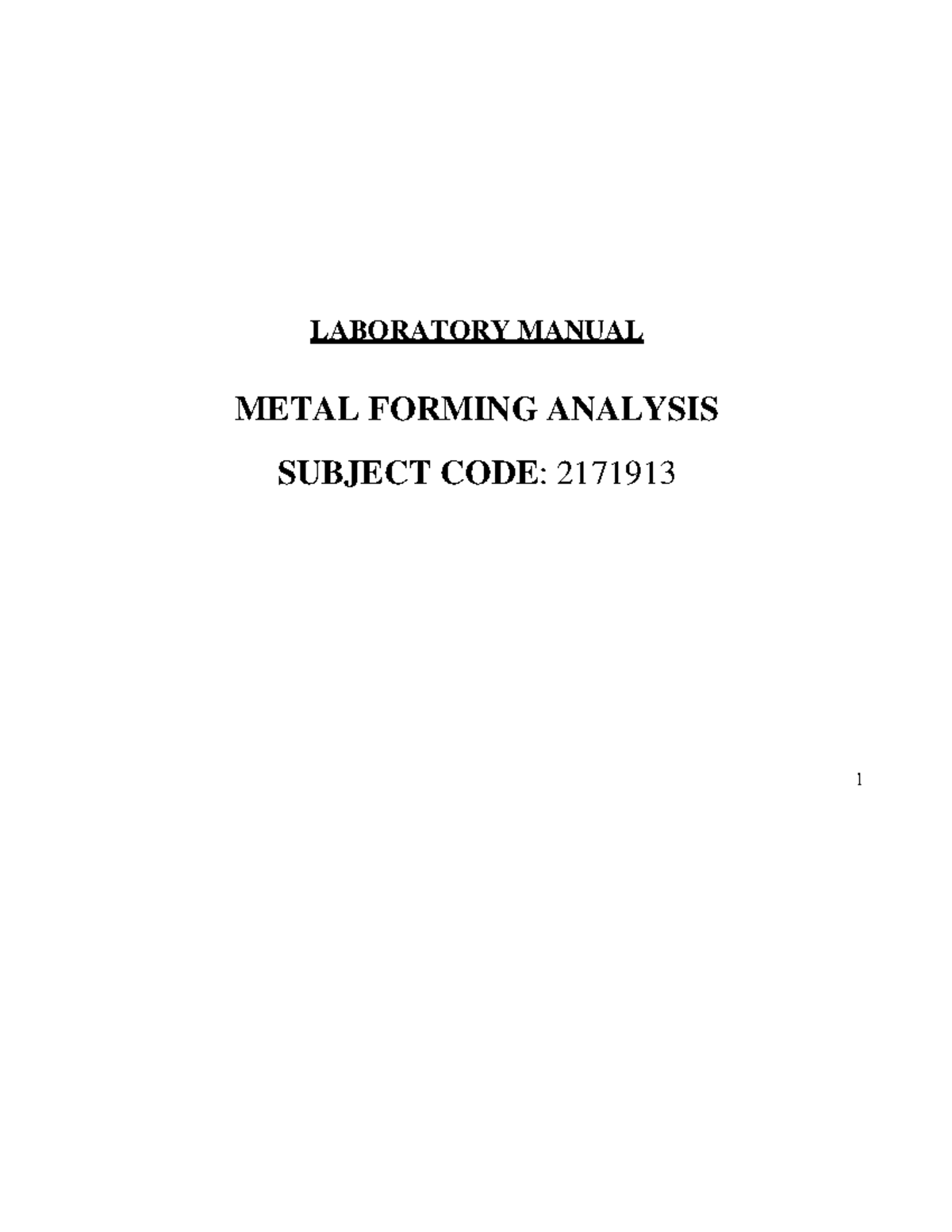 2171913- Metal Forming Analysis-lab-manual - Metal Forming Analysis ...