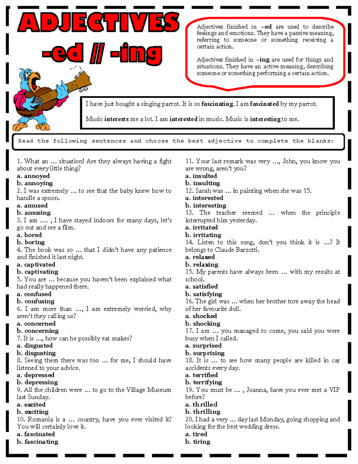 Ed-ing Adjectives - Apuntes for English Language Studies - Studocu