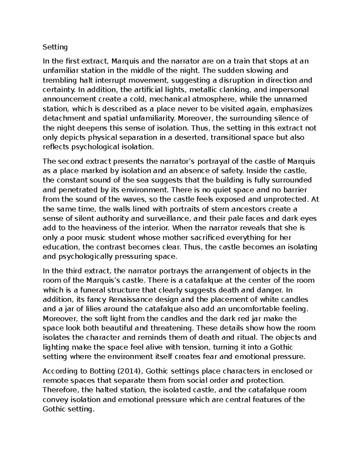 Gothic Elements in Isolation: An Interpretation TBC - Final Year - Studocu