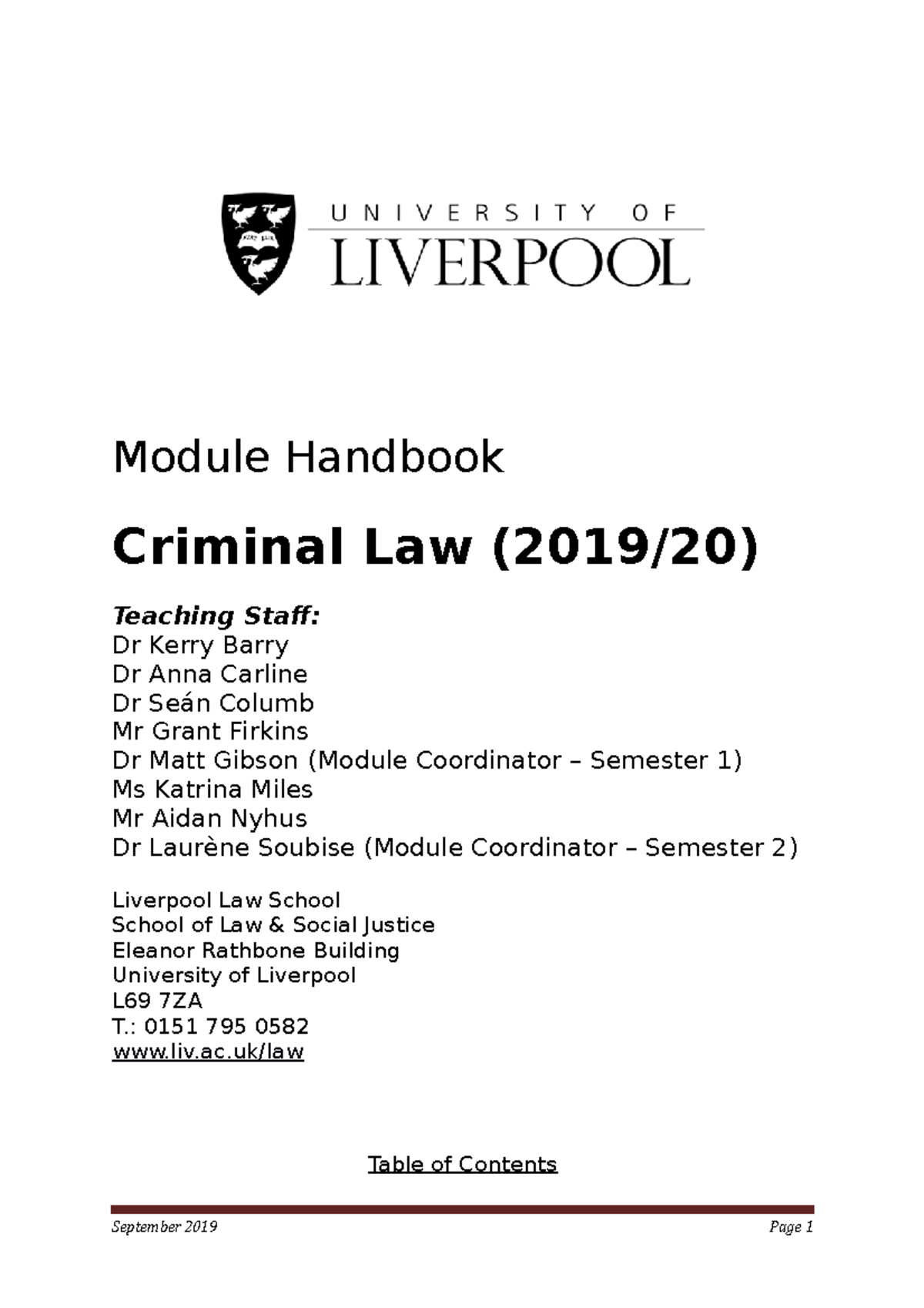 Criminal Law Module Handbook 2019-20 - Module Handbook Criminal Law ...