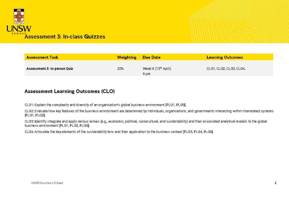 T1 2026 COMM1150 Assessment 3: Quiz Guide and Learning Outcomes - Studocu