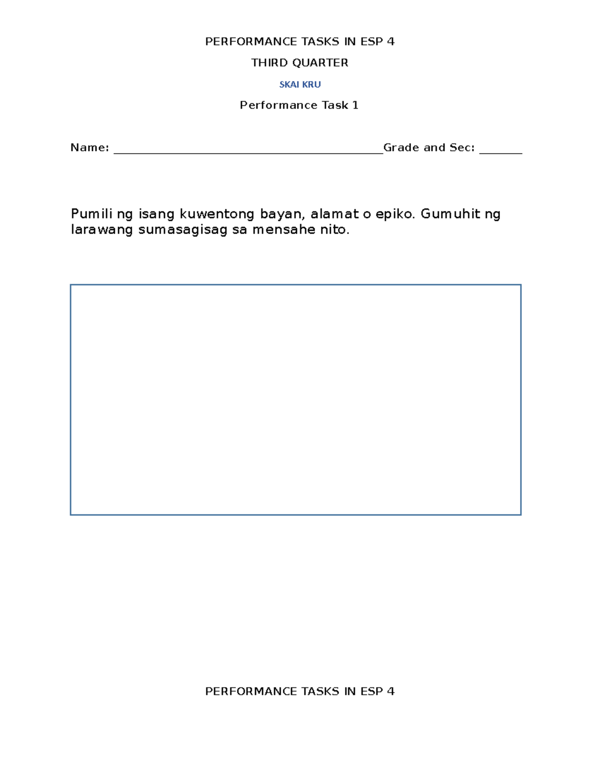 G4 PT Q3 ESP - Performance Tasks Overview for Students - Studocu