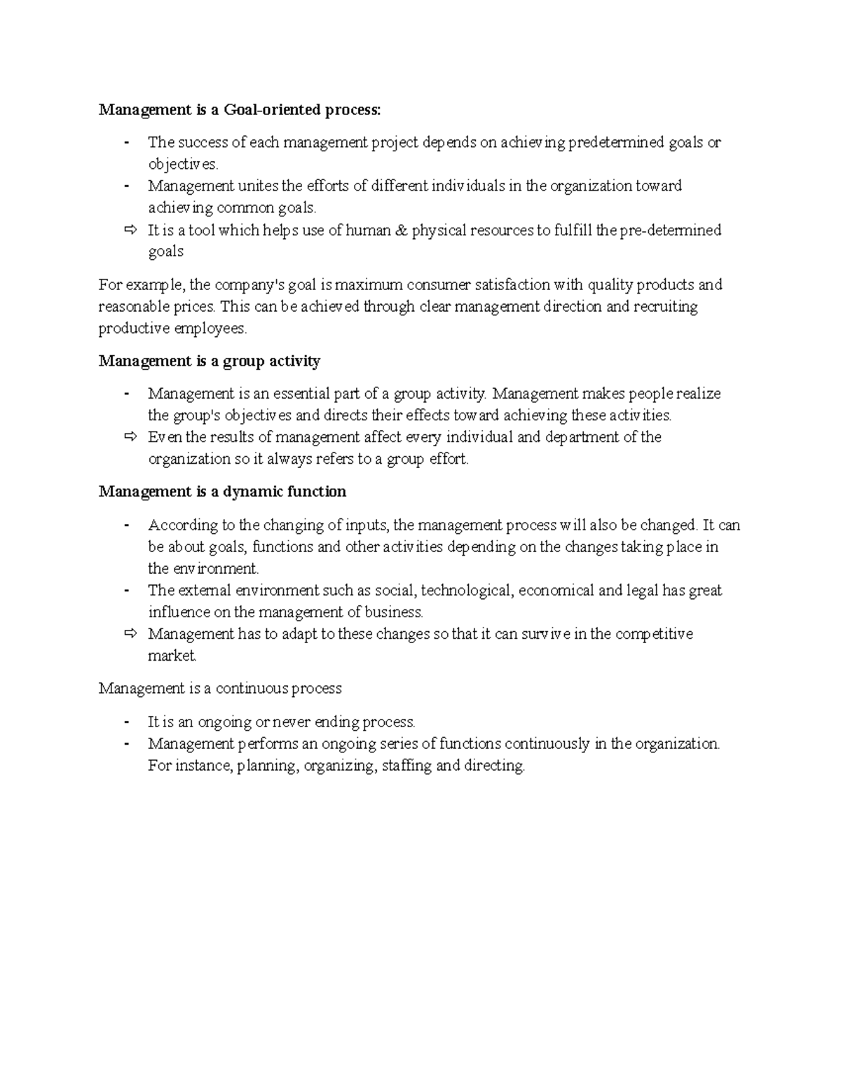 Characteristics of Management: Key Concepts and Processes in MGT 101 ...