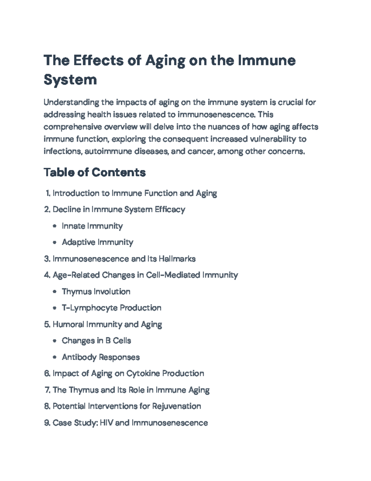 Immunosenescence: Aging's Effects on the Immune System Overview - Studocu