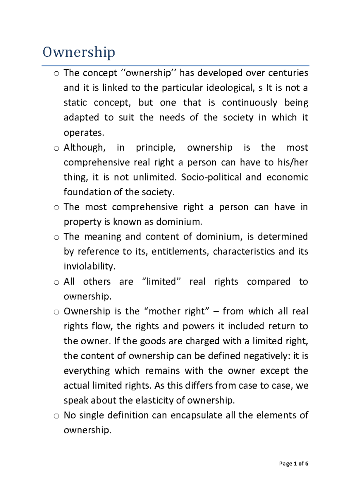 Ownership - Please study - Ownership o The concept ‘‘ownership’’ has ...