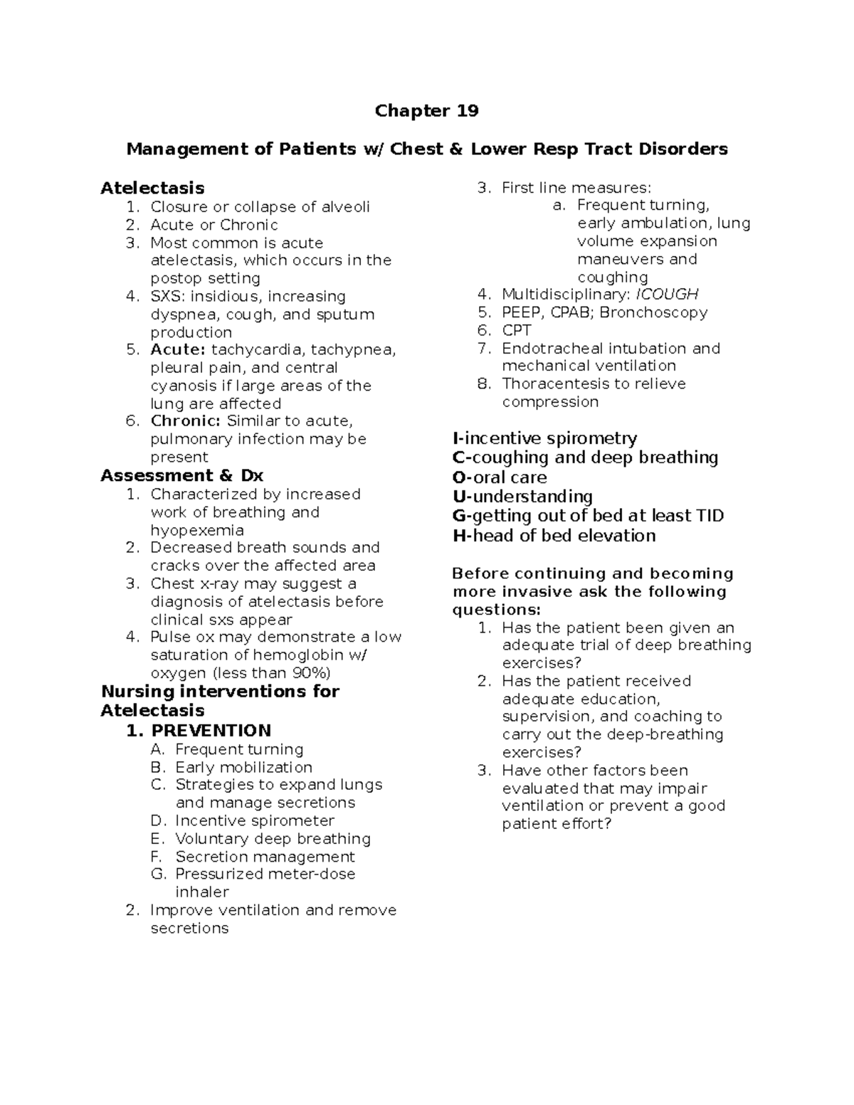 Chapter 19 - Management of Chest & Lower Resp Tract Disorders - Studocu