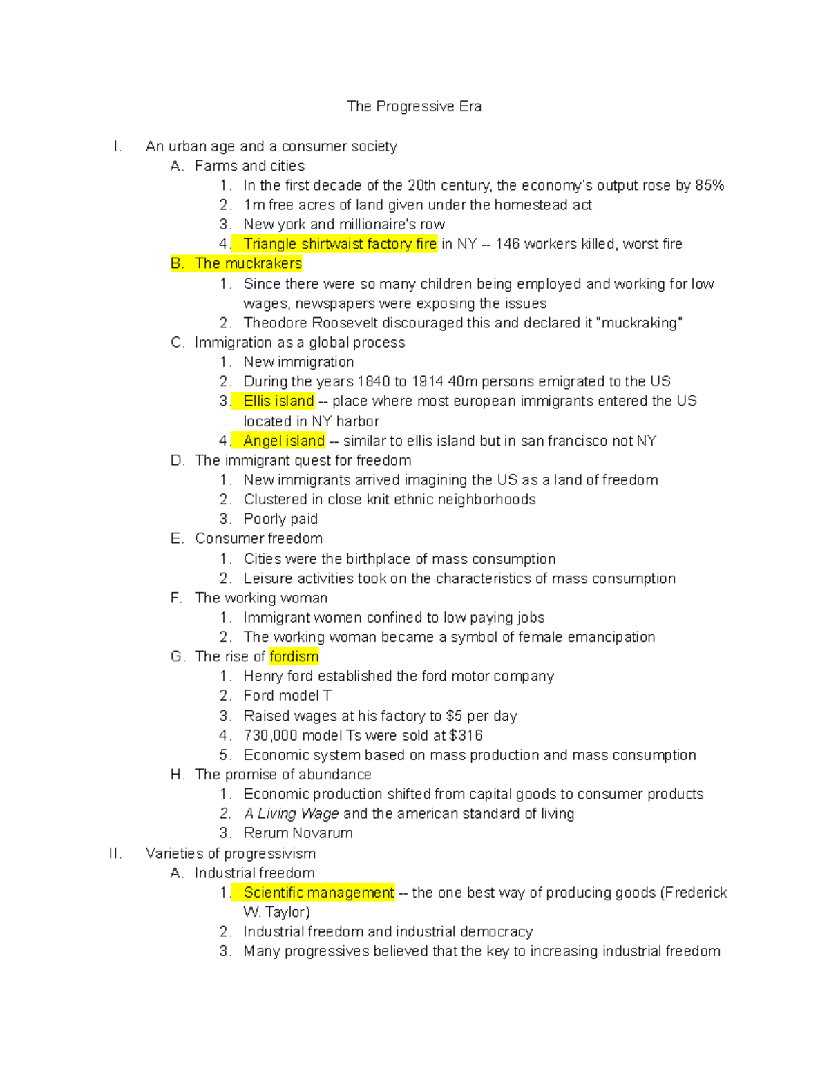 Chapter 18 Outline: The Progressive Era and Its Impacts on Society ...