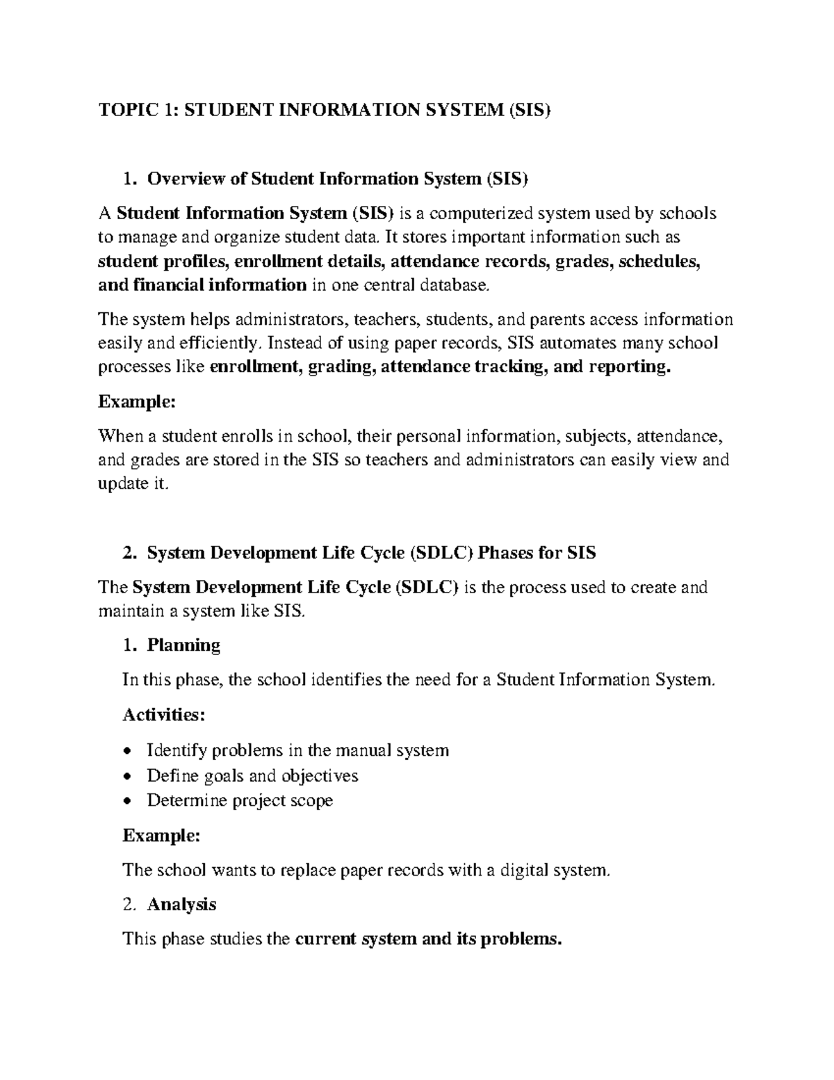 SIS Overview & Development: A Comprehensive Guide (Content-1) - Studocu