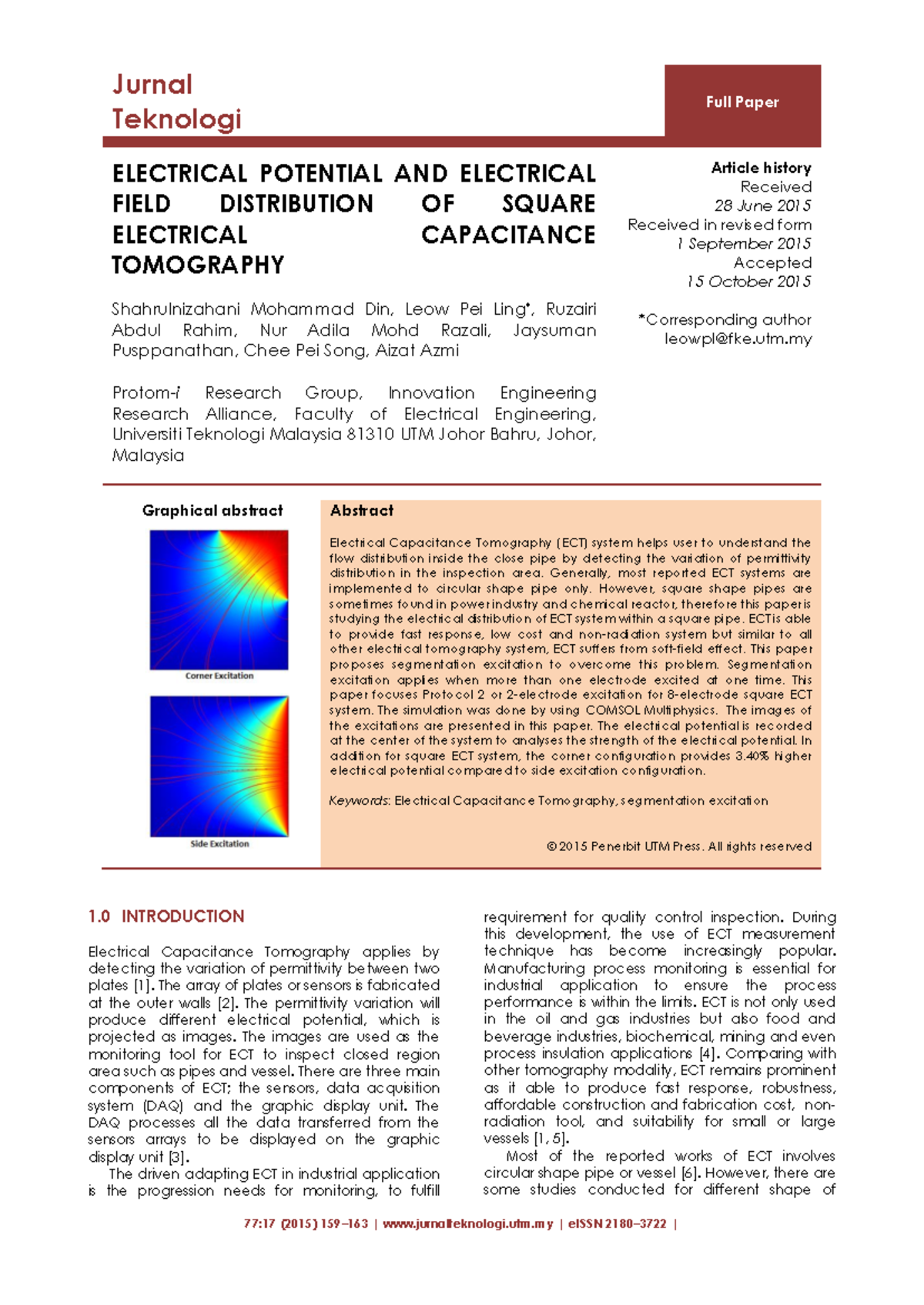 Electrical Potential & Field Distribution in Square ECT System - Studocu