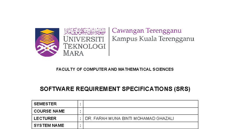 CSC577 Software Requirement Specifications (SRS) Template - Studocu