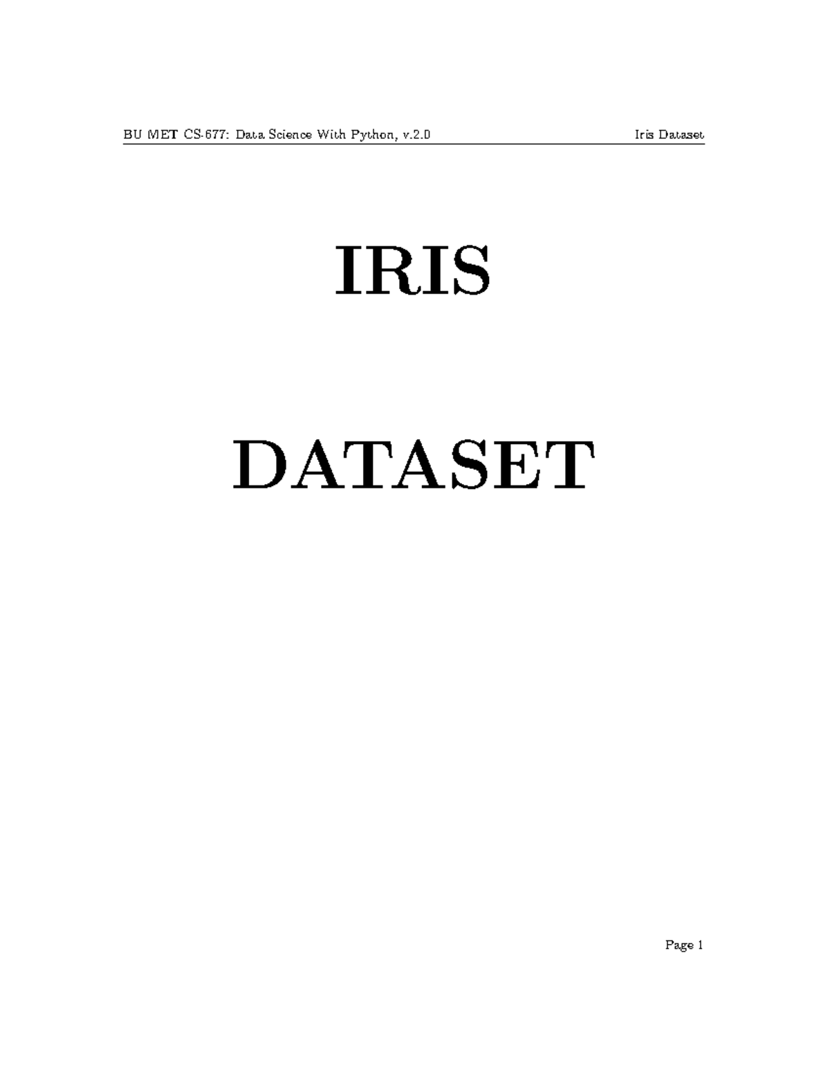 BU MET Data Science with Python: Analyzing the Iris Dataset - Studocu