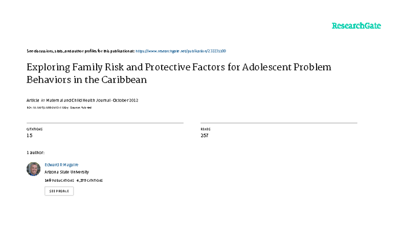 Exploring Family Risk & Protective Factors for Adolescent Behaviors ...