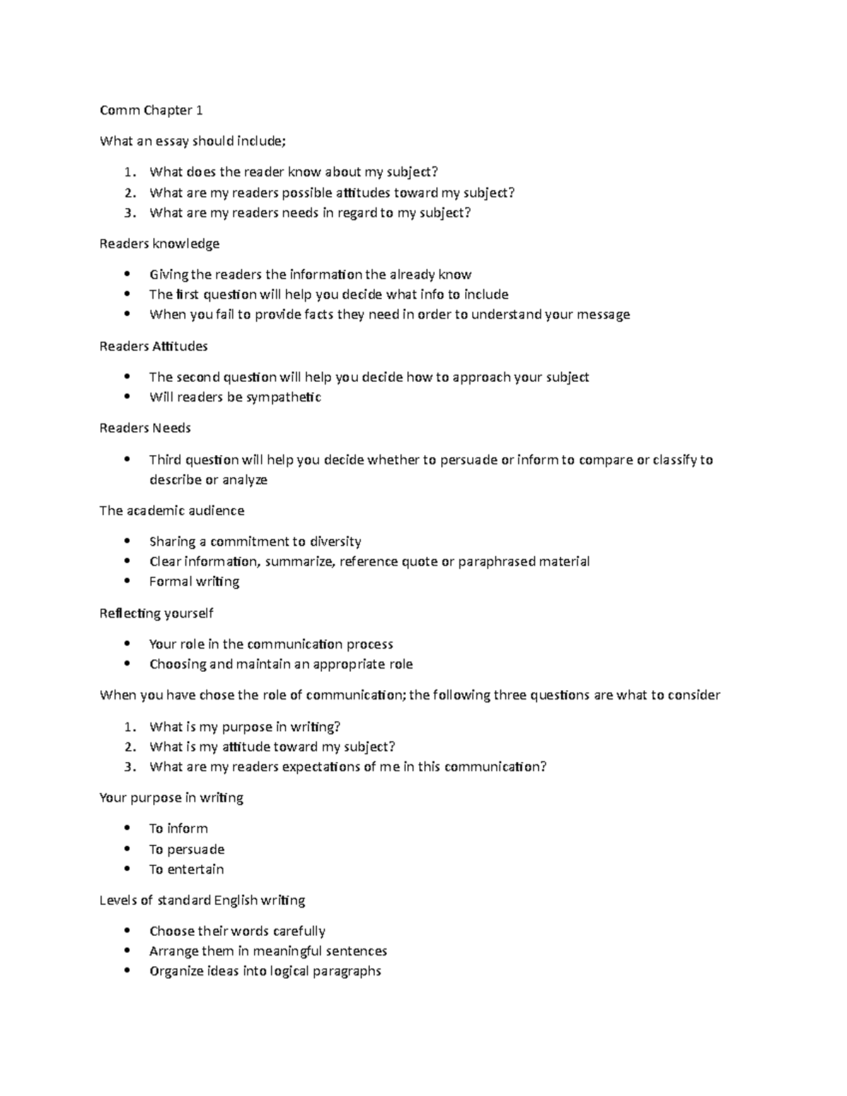 Comm 101 Lecture Notes: Chapter 1 Overview and Key Concepts - Studocu