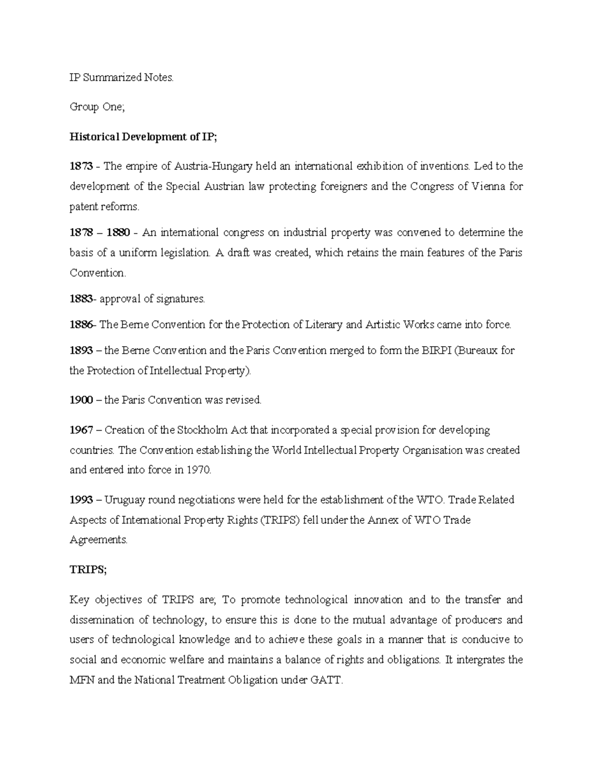 IP 101: Summarized Notes on Intellectual Property Development - Studocu