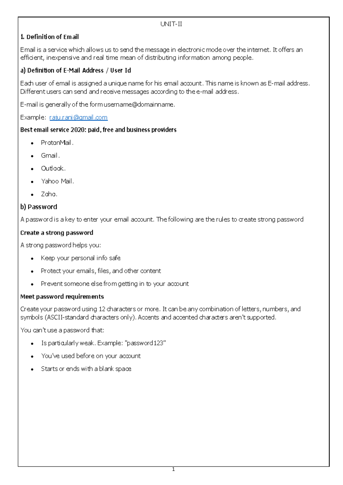 Email Basics and Account Setup - ICT UNIT-2 - Studocu