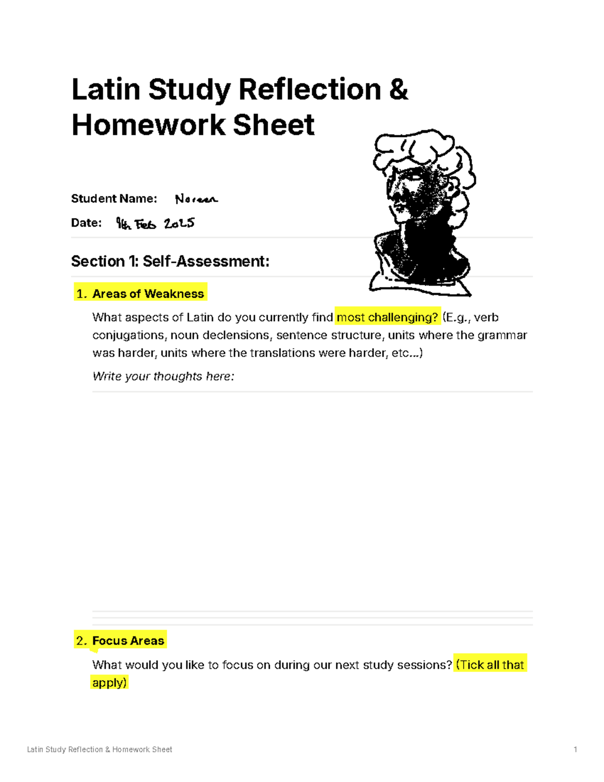Latin Study Reflection & Progress Plan Worksheet - Studocu