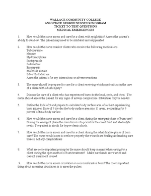 NUR 211 Medical Emergencies Ticket to Test Study Guide Fall 2023 - Studocu