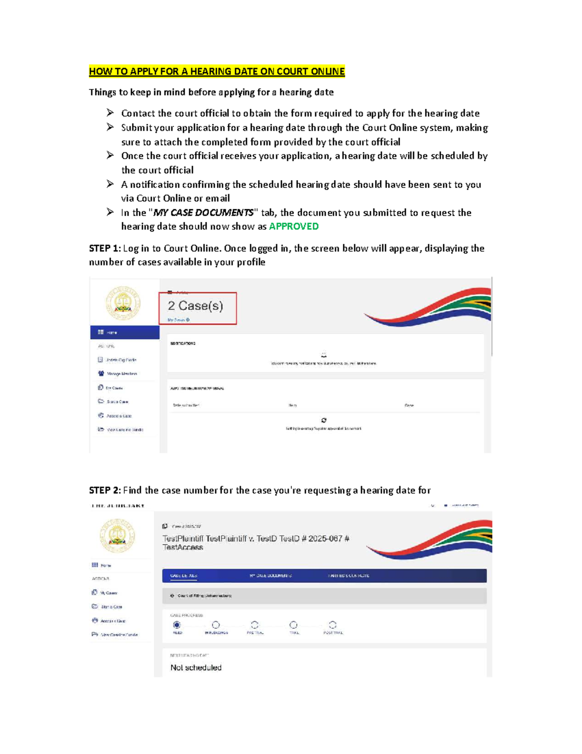 Applying for a Hearing Date Online: Step-by-Step Guide - Studocu