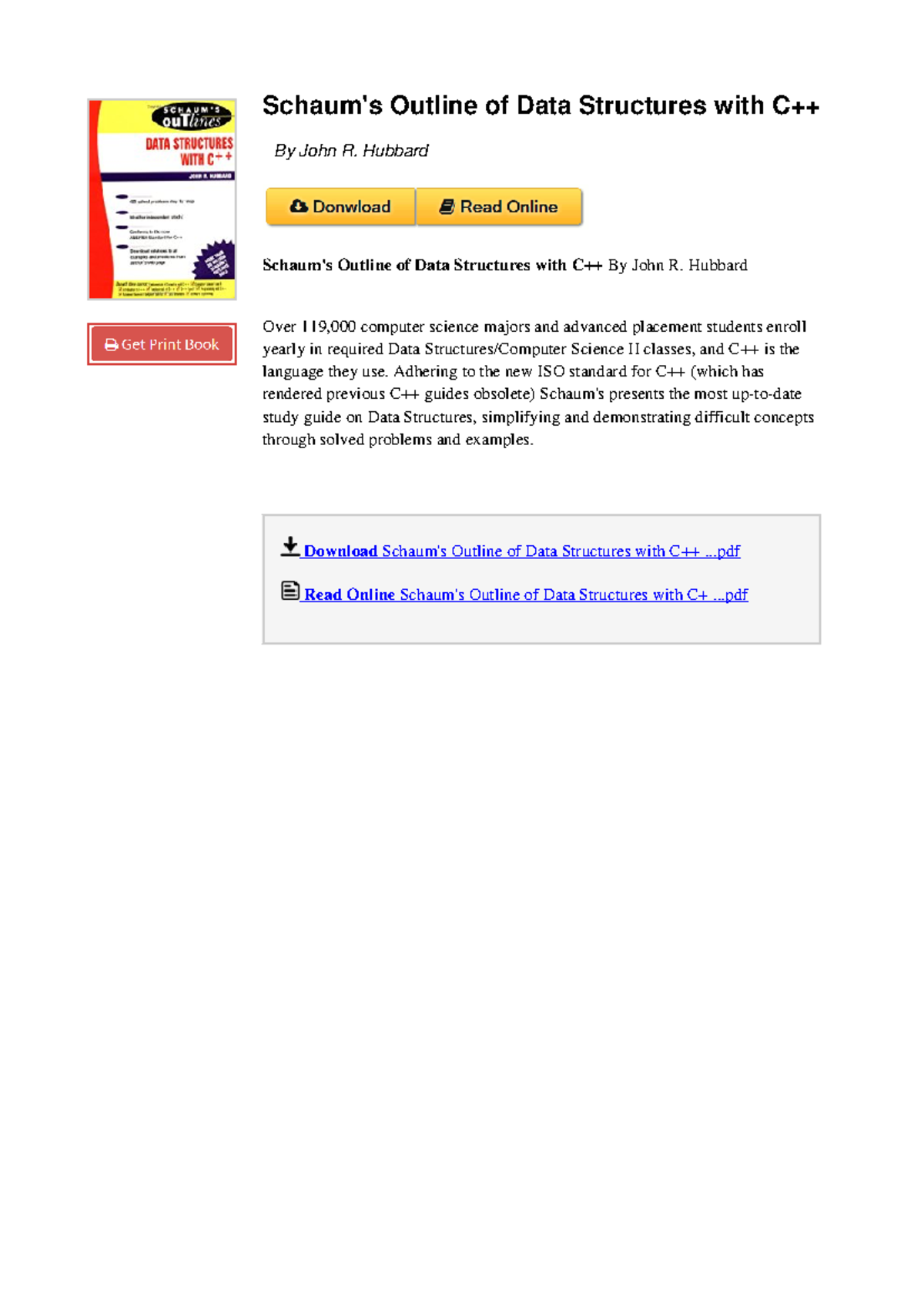 Schaum's Outline of Data Structures with C++ By John R. Hubbard ...