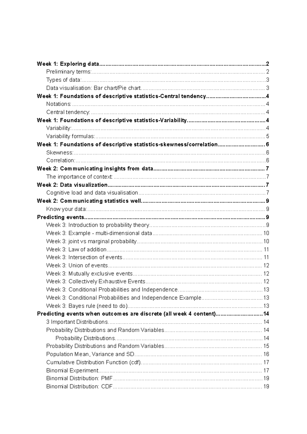 REBD 101: Week 1-7 Data Analysis and Visualization Notes - Studocu
