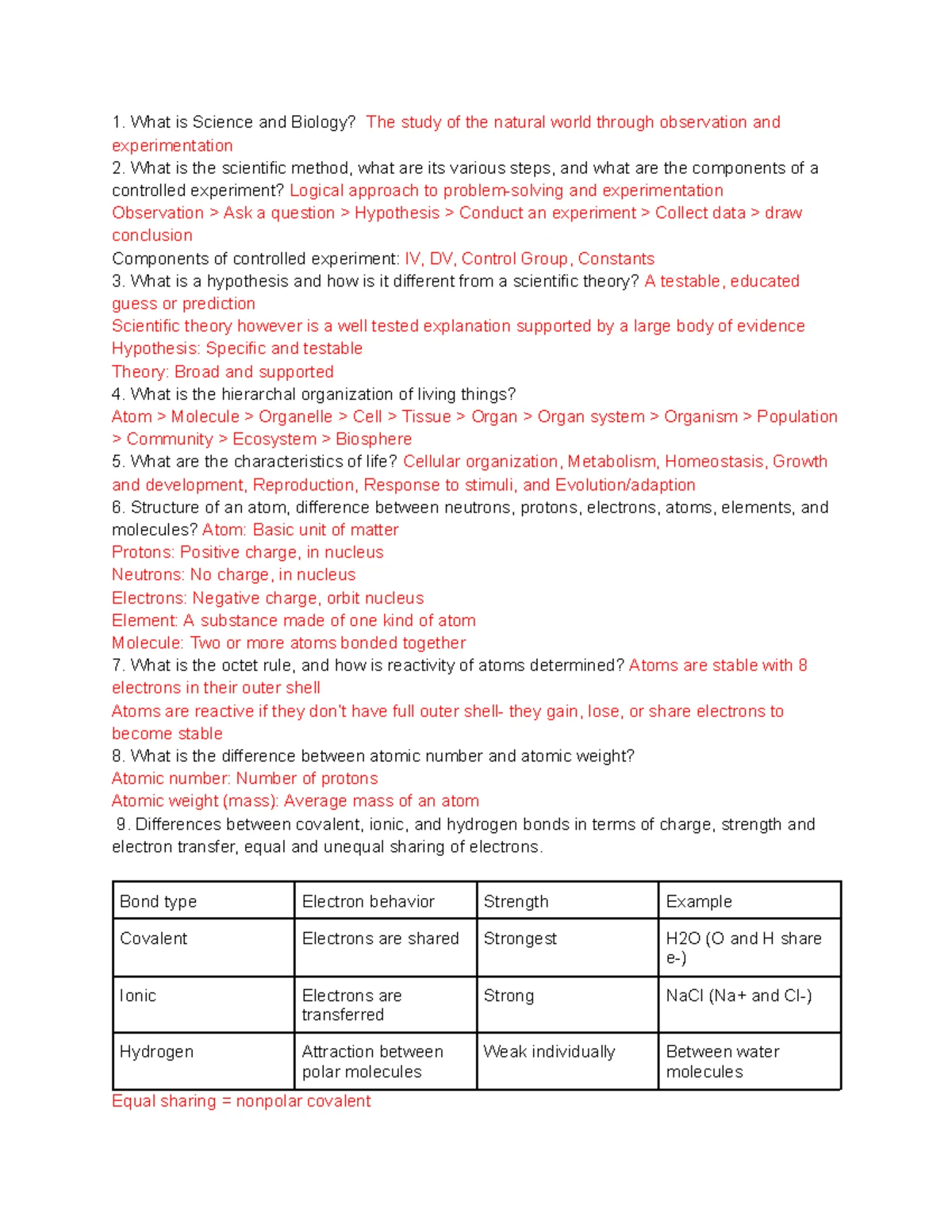 Comprehensive Biology Study Guide: Key Concepts for Exam Prep (BIO101 ...