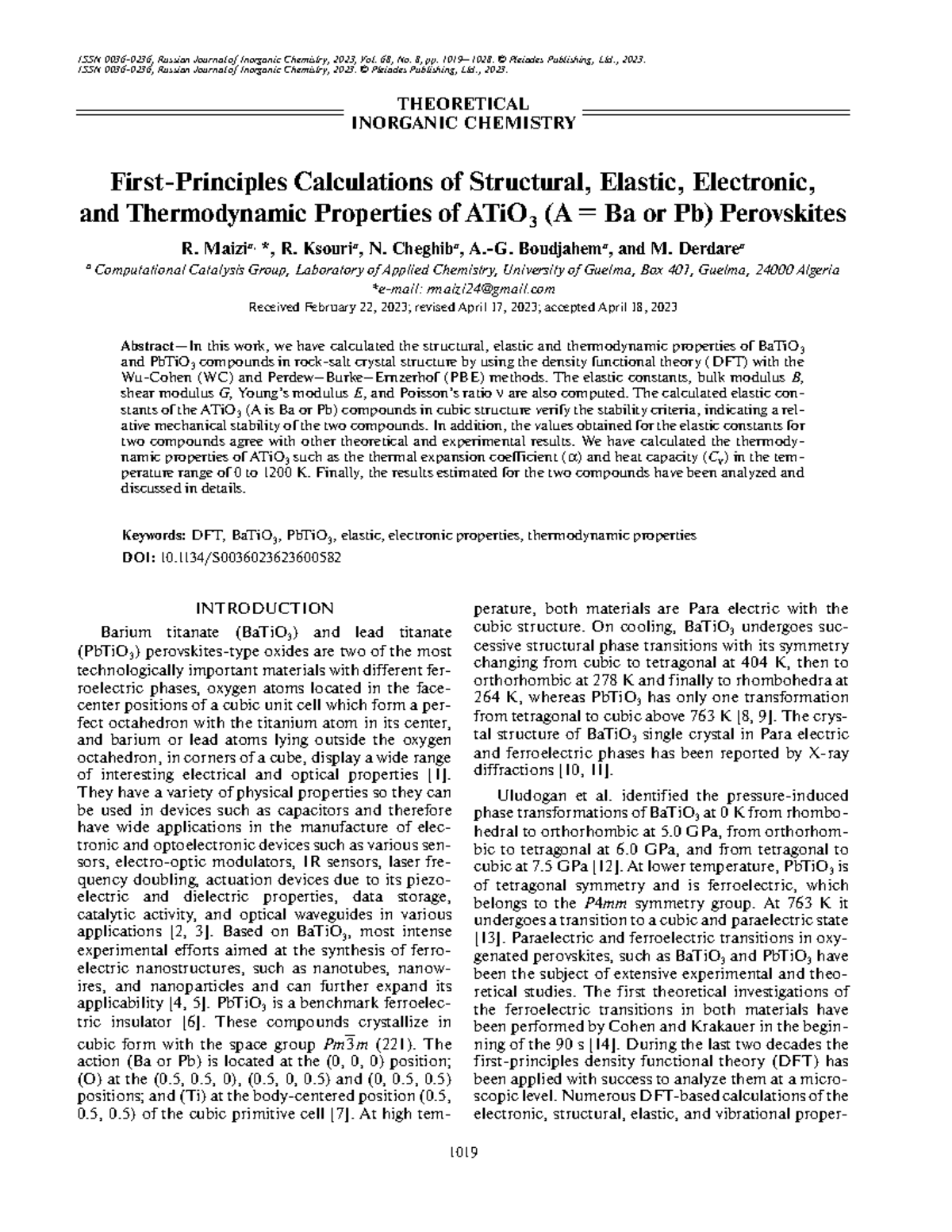 First-Principles Study of Elastic and Thermodynamic Properties of ATiO3 ...