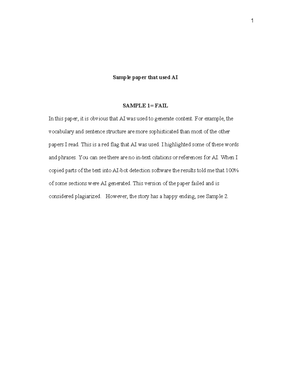 AI-Generated Paper Analysis: Sample 1 - Fail - Studocu