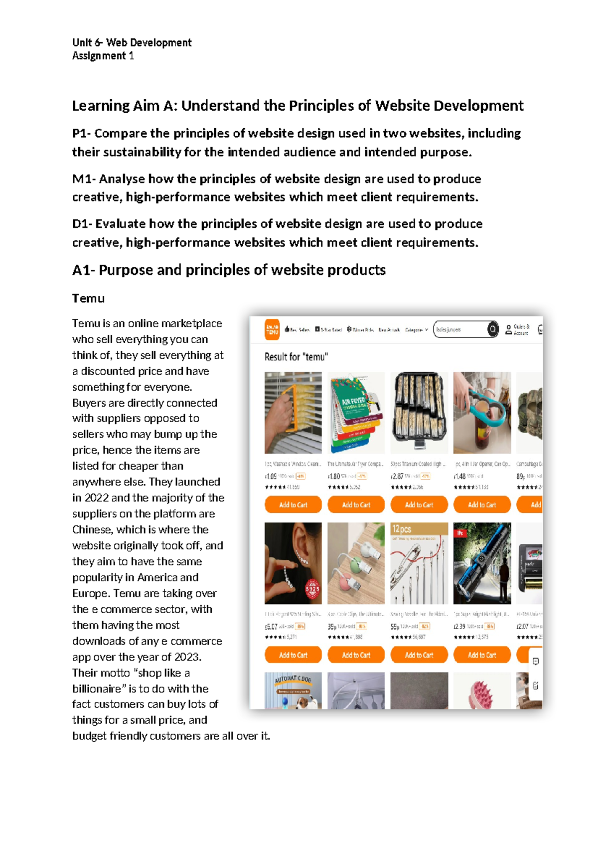 Unit 6 Assignment 1 Report - Assignment 1 Learning Aim A: Understand ...