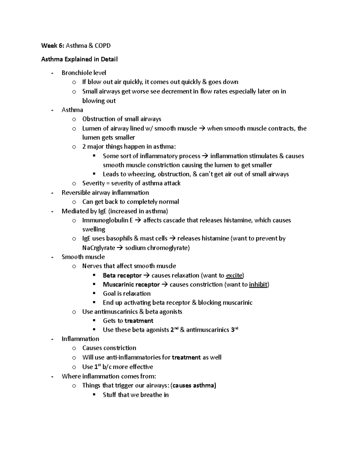 Week 6 - Asthma and COPD - Lecture notes 6a - Week 6: Asthma & COPD ...