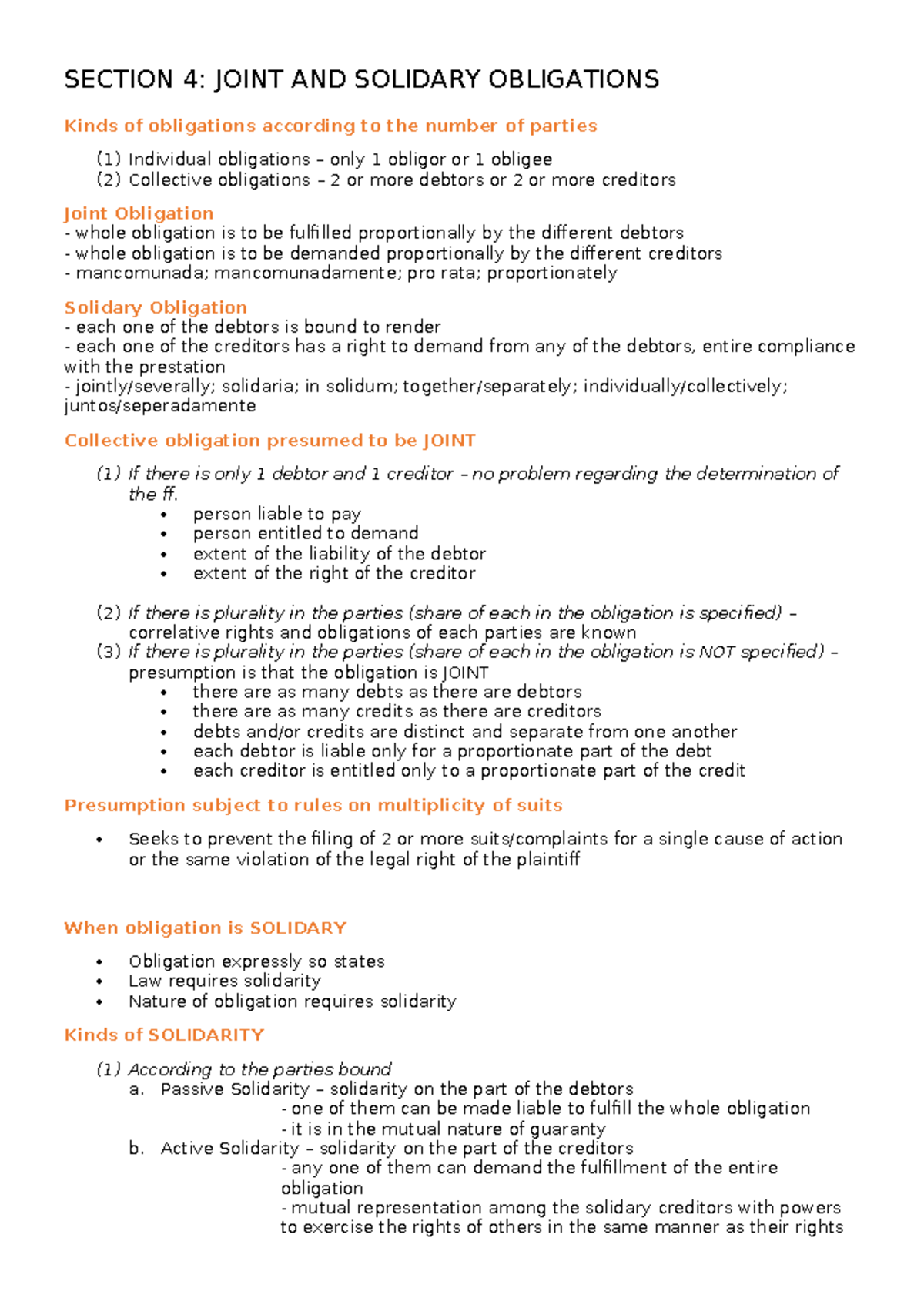 Section 3: Joint and Solidary Obligations Explained - Studocu